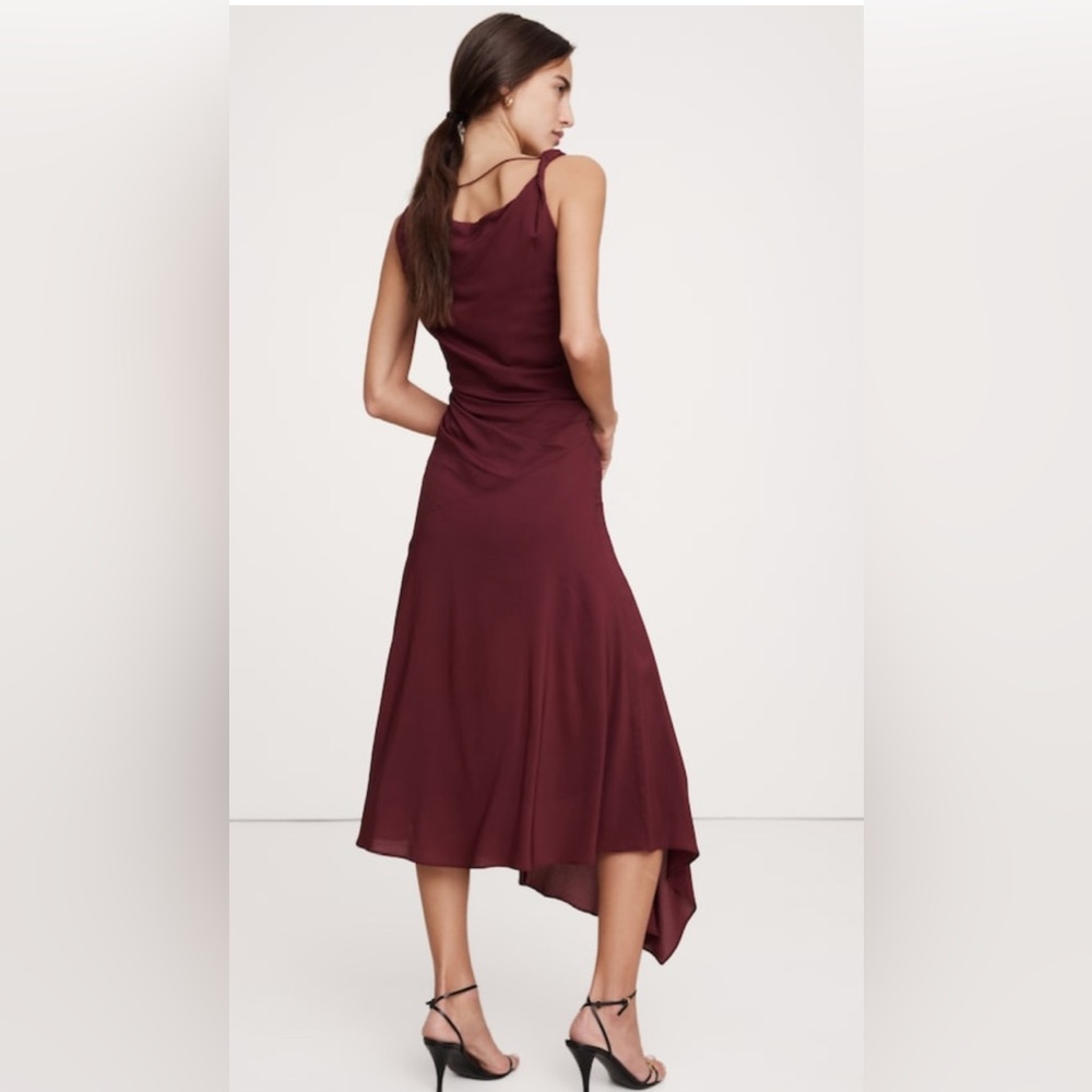 BANANA REPUBLIC CREPE TWIST-SHOULDER DRESS - Picture 6 of 10